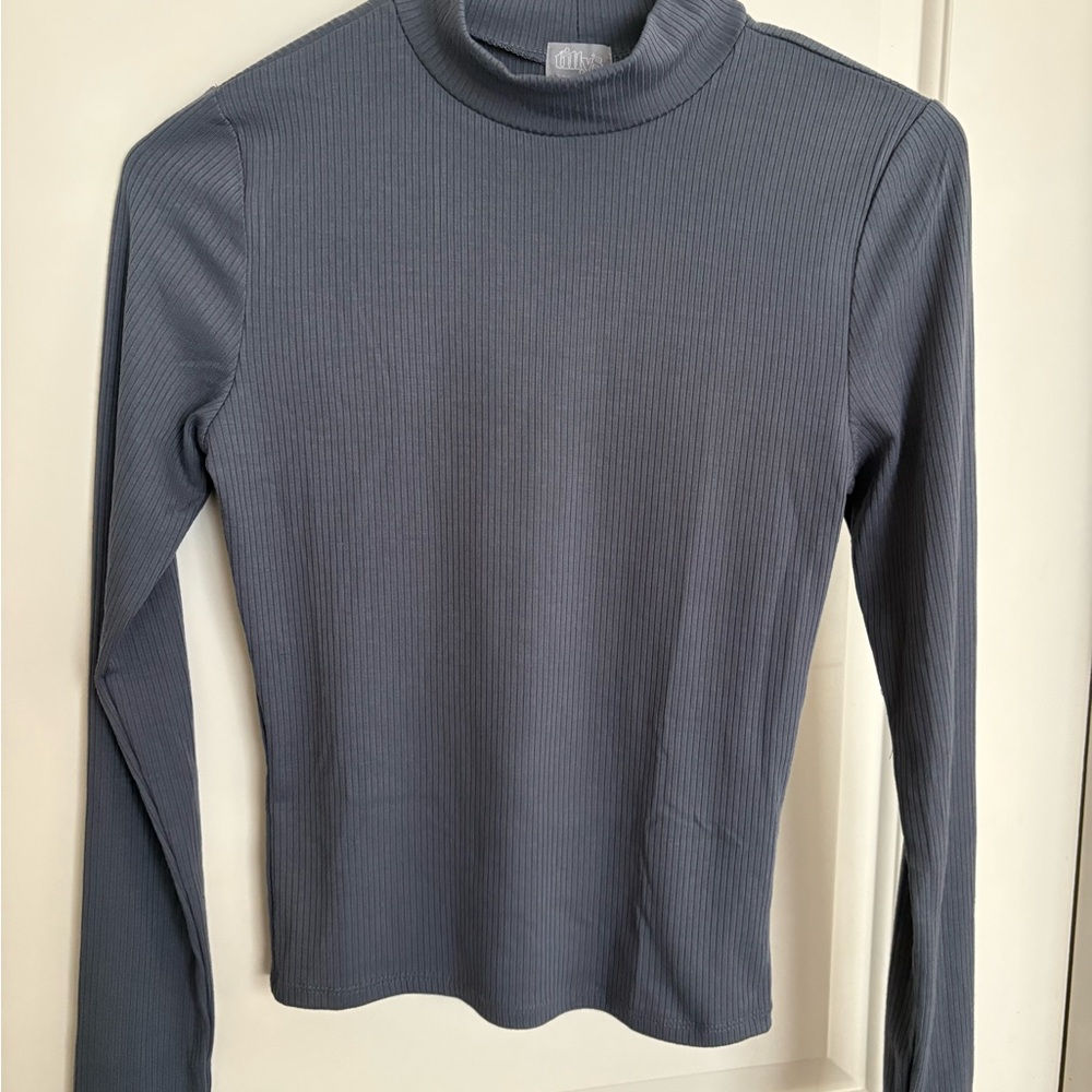 Tilly's Charcoal Ribbed Long Sleeve Top